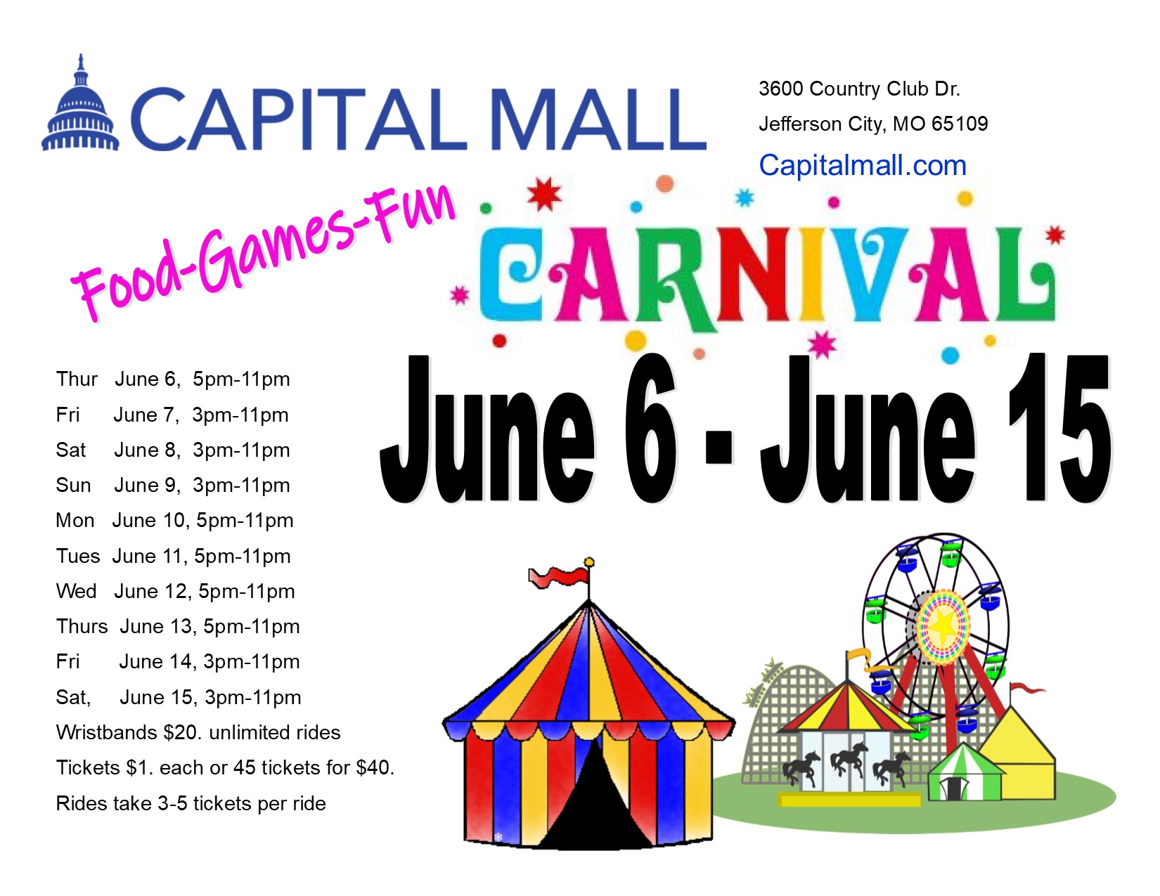 Capital Mall Carnival June 6 June 15 Capital Mall Premier